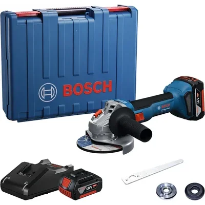 AMOLADORA ANGULAR 5" GWS 18V-8 + BATERIA GBA 18V 4.0AH (1607.A35.0M0(x2))+ CARGADOR CARGA RAPIDA GAL 18V-40 PROFESSIONAL (2607.226.251-000(x1)) + MALETIN