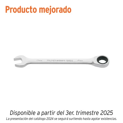 LLAVE MIXTA CON RATCHET 17 MM X 218 MM LARGO, EXPERT